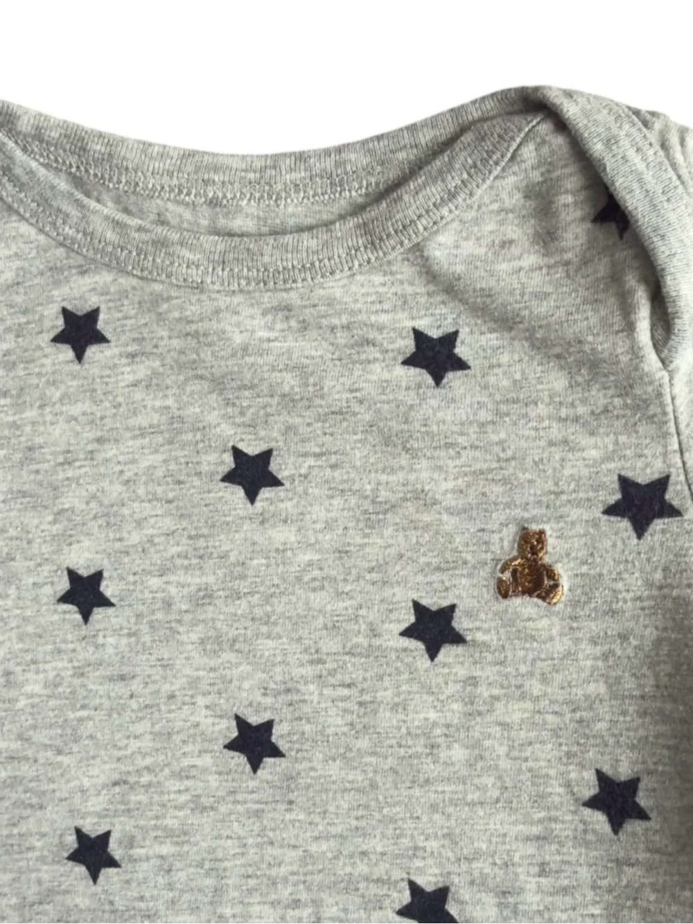Baby Gap Gray & Blue Star Print Long Sleeve Cotton Bodysuit. 12-18 Months.